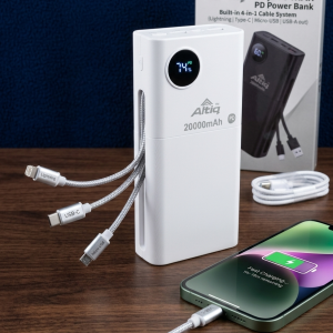 Altiq 20000mAh power bank showing safe battery management system.